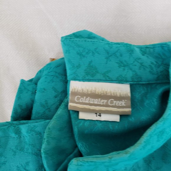 Coldwater Creek Teal Embroidered dress - Picture 7 of 9